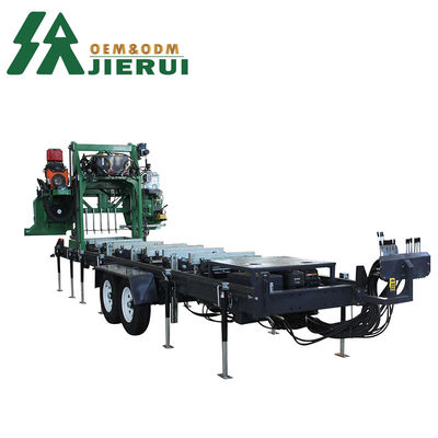 Houtbewerking Gas Diesel Elektrische Draagbare Wielen Aanhangwagen Zaagmachine Horizontale bandzaagmachine